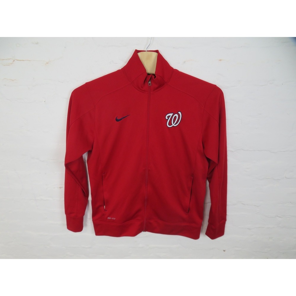 Washington Nationals Jacket Mens Large Red Nike Dri Fit MLB Baseball Full Zip